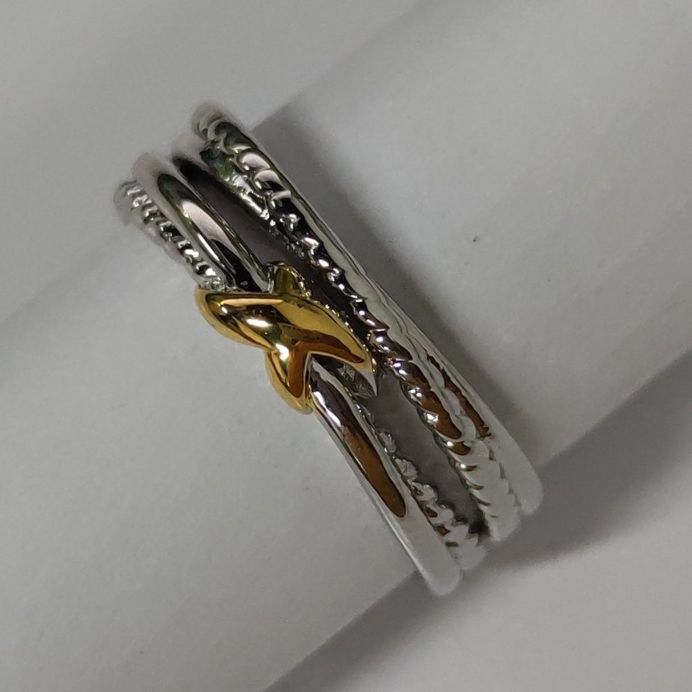Gold x sign 925 Silver Ring